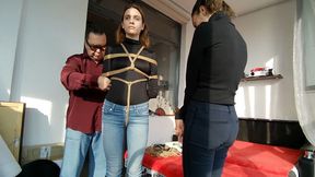 Sofi and Sally_Bondage in jeans and black sweatshirts with jute ropes_Ordro_Part 1