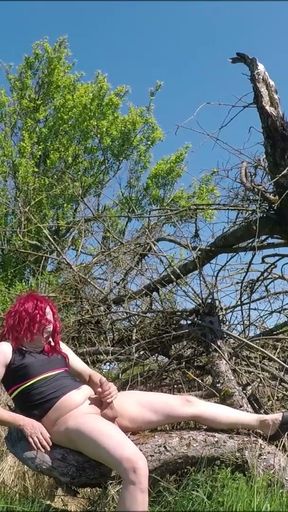 walk with my pink dress. I end up with a big ejaculation on my top   Clip 1