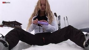 Eroberlin russian Anna Safina sexy ski pussy open public outdoor blond long hair