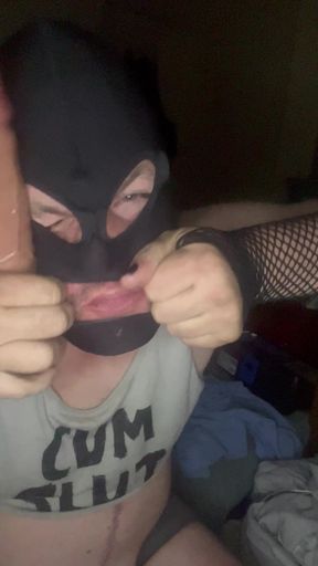 Worthless cross dressing whore Trisha Trash can't even wait to get her makeup on