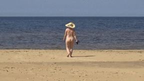 Naked hot MILF on nude beach