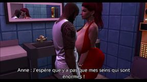 Sims 4 - Le couple goes wild in the bathroom, French.