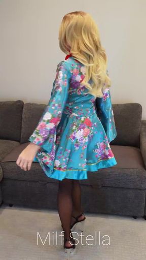 Blue Robe with Black Heels