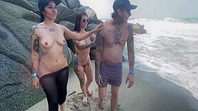Two Bitches Fucking A Lucky Guy On The Beach 19 Min