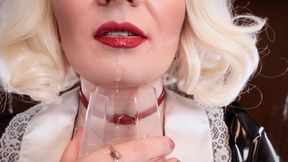 Saliva and pee pissing fetish. Arya Grander - horny blonde hot MILF FemDom POV