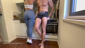 Gym Lovers Wildly Fucking on Kitchen Counter Post-Workout
