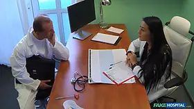 Sexy nurse nails the therapist and then fucks a female patient - faux medical center