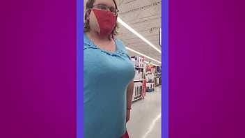 Sissy Hazel wears a dirty thong on her face in walmart!