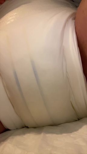 Trans boy pees in wet diaper during watersport playtime
