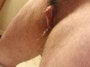 Pumped FTM cock stands to pee