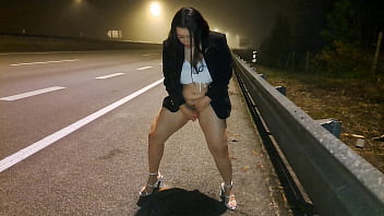 Public Squirting Masturbation on Freeway road