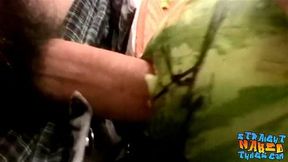 Straight inked guys fuck watermelons until cumming