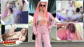 Curvy Pink Hair Teen Maria Gail Rough Anal Casting with Saggy Tits