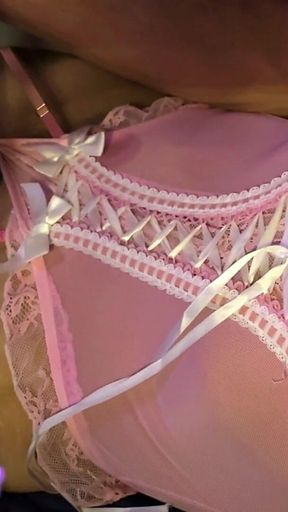 Crossdresser Cdmichelle Wearing Pink Lingerie Jacking off