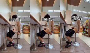 Gay twink gets busted jerking off in convenience store public strip show