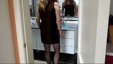 My beautiful stepmom gets home from work and pleasures me by masturbating us.