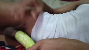 Jujut Expression Playing Solo Using Cucumbers That Have Been Hollowed Out
