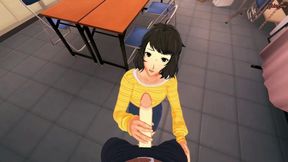 Mouth fucking Sadayo Kawakami in the teachers lounge from your POV, cum in her mouth - Persona 5 Hentai