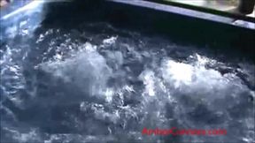 Relaxing in the hot tub