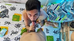sucking fabian madrid s tasty uncut cock until he cums and fills my mouth