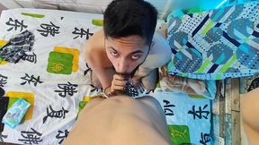 sucking fabian madrid s tasty uncut cock until he cums and fills my mouth