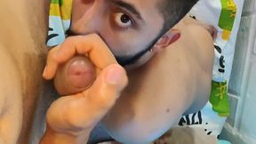 sucking fabian madrid s tasty uncut cock until he cums and fills my mouth