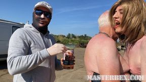 Superglued together by their nipples and fed pet food - Master Bex - MP4 SD