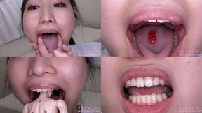 Himari Ogawa - Showing inside cute girl's mouth, chewing gummy candys, sucking fingers, licking and sucking human doll, and chewing dried sardines mout-96