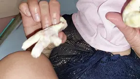 Hairy MILF strips and rides cock in hot amateur scene