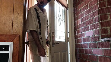 MILF stuck in the kitchen fucked by neighbor