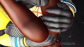 Anubis fucks hard a sexy slave ebony in an egyptian temple