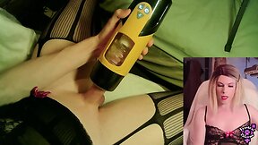 Transgender jessica blooms dick drained dry by thrusting masturbator