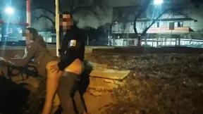 Slutty Broad Exposes Her Buxom Booty on Main Drag Gets Laid and Hauled Off