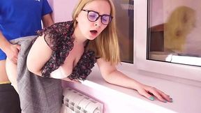 Strict Russian Estate Agent scolds the worker and gets fucked