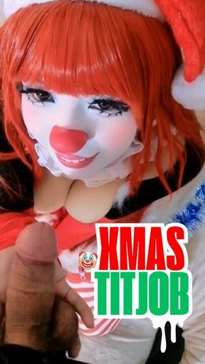 Clowngirl Gives Santa a POV Titjob & Blowjob