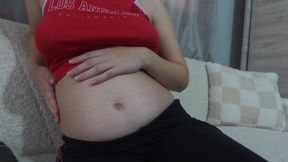 my indian stepsister shows her pregnant belly then plays with her big pregnant breasts then shows her pink panties and has an orgasm with a vibrator and masturbates