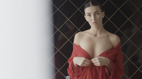 Huge boobs petite Latvian teen strips naked & gets in the bathtub