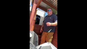 blue collar cubby bear working, pissing, cumming, and showering