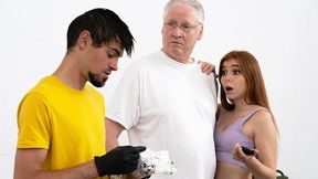 Aesthetic redhead Lya Сute gets pleasure from an old man