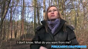 Sales lady has sex in a forest