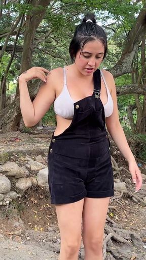 Latin Guy Watches Shy Sexy Girl Naked in the River and Ends up with a Rich Hard Fuck Outdoors