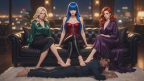 Foot Worship Stories #7: Three Goddesses Train Their Useless Foot Slave