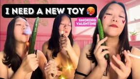 Smoking Asian Valentines Day Wishlist: 3 Cig Smokey Masturbation + Orgasm Cucumber Fucking