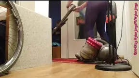 Erotic Vacuuming in Blue Fine Pantyhose