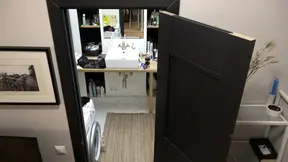 Gorgeous teen with a beautiful braid puts on sexy lingerie in the bathroom