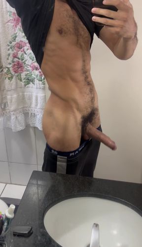 Very handsome hairy Brazilian male with a large, thick 23cm cock
