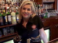 Sweet bartender hottie gets fucked at work to get some extra cash