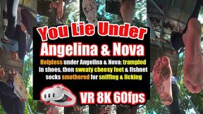 VR 3D 8k - You Lie Helpless Under the Soles of Two Dominant Goddesses Angelina & Nova – Ballerina Trampling, Adidas Superstar Crushing, Shoe Cleaning Mat, Sweaty Cheesy Feet in Face, Fishnet Socks Sniffing, Stinky Sweat Feet Licking, Intense Foot