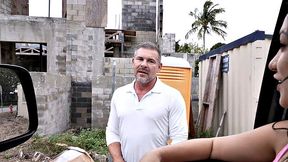 Picked up DILF fucks jock outdoor in van till cum