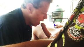 Check out this beautiful big white cock Stewart sucks off outside on his patio at his home in Kentucky! NICE!